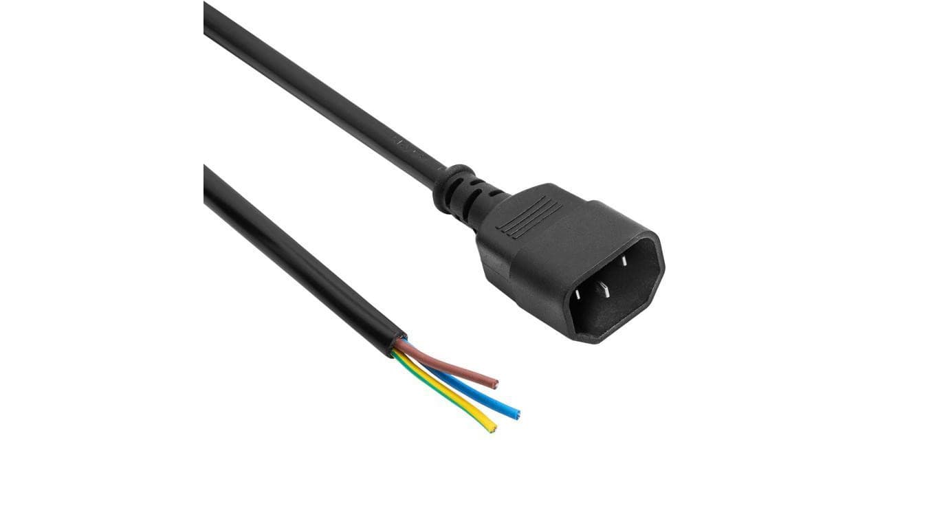 Kabel zasilający bez zakończenia Akyga AK-OT-08C CU 3x1mm² IEC C14 1m