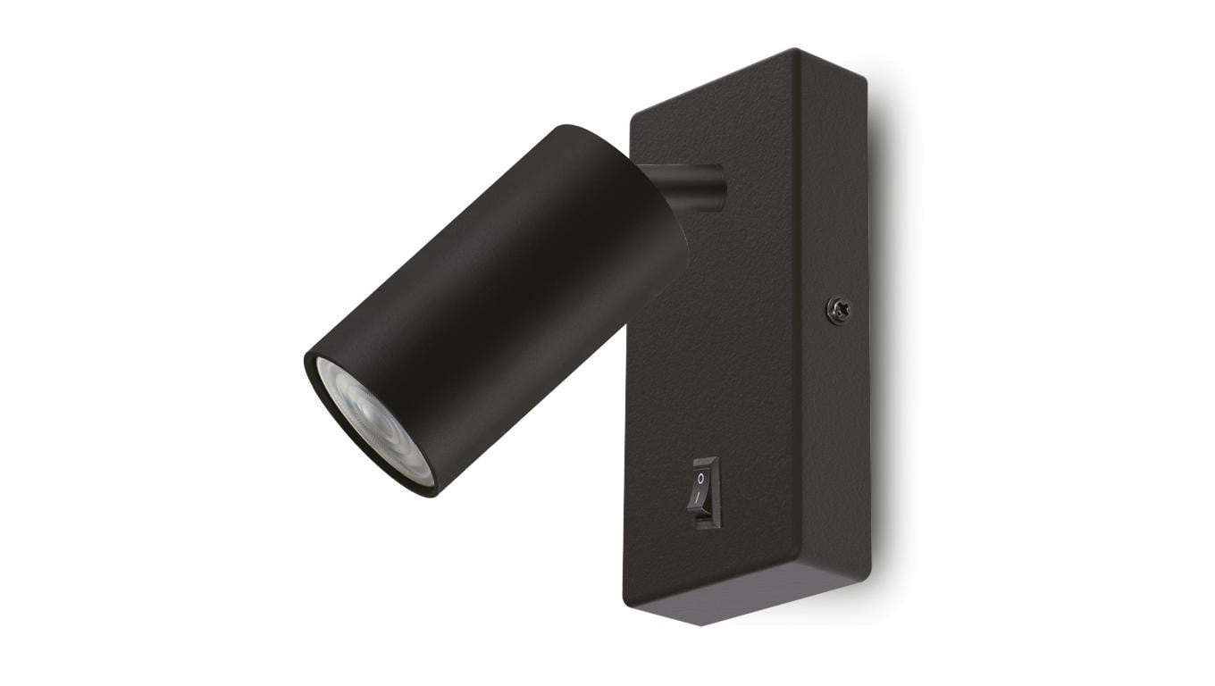 Kinkiet / lampa ścienna Maclean, punktowa, okrągła, GU10, z włącznikiem, 55x100mm, kolor czarny, MCE369 B
