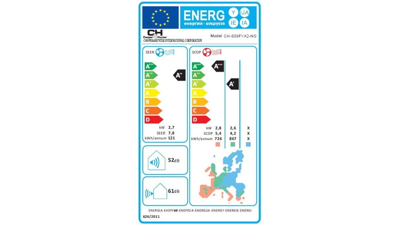 Klimatyzator CooperiHunter, Konsola 2, CH-S09FVX2-NG (komplet), 2,7 kW, 5 lat gwarancji, Grzanie i Chłodzenie, WiFi