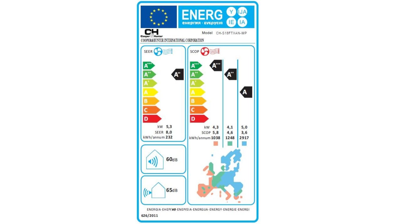 Klimatyzator ścienny CooperiHunter, Nature Biały, CH-S18FTXAN-WP (komplet), 5,3 kW, 5 lat gwarancji, Grzanie i Chłodzenie, WiFi
