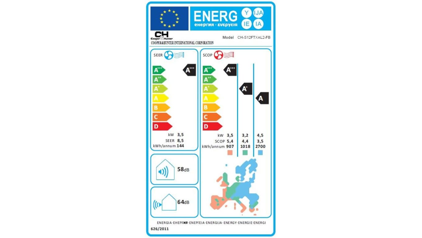 Klimatyzator ścienny CooperiHunter, Supreme Continental 2 (Czarny), CH-S12FTXAL2-FB (komplet), 3,5 kW, 5 lat gwarancji
