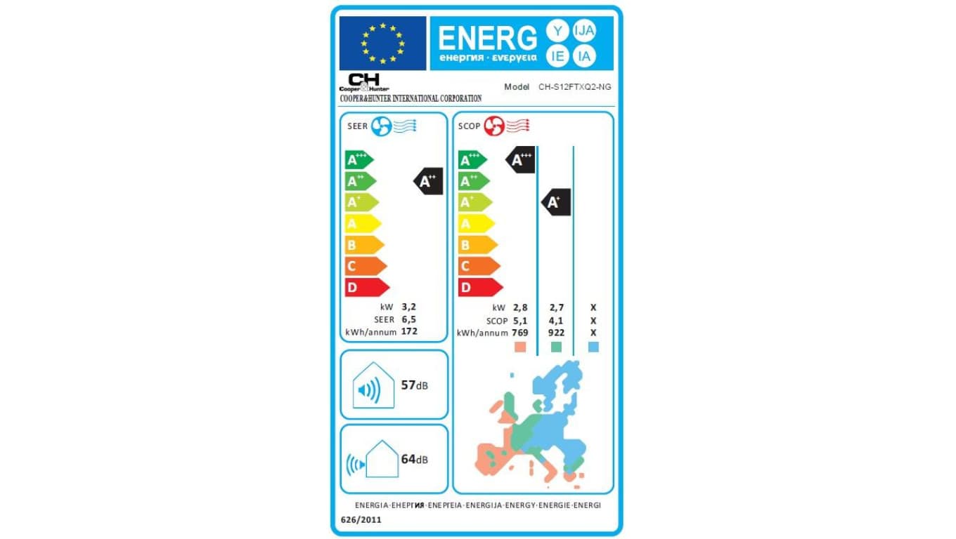 Klimatyzator ścienny CooperiHunter, Veritas 2 Biały, CH-S12FTXQ2-NG (komplet), 3,2 kW, 5 lat gwarancji, Grzanie i Chłodz., WiFi