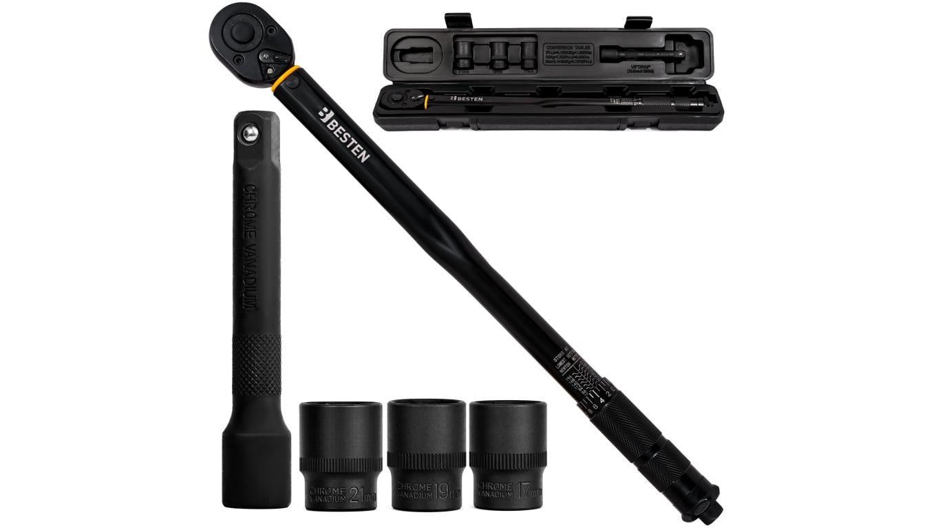 Klucz Dynamometryczny Do Kół 1/2 28-210Nm CrMOiCrv + 3 Nasadki 17,19,21mm BESTEN BE0002878