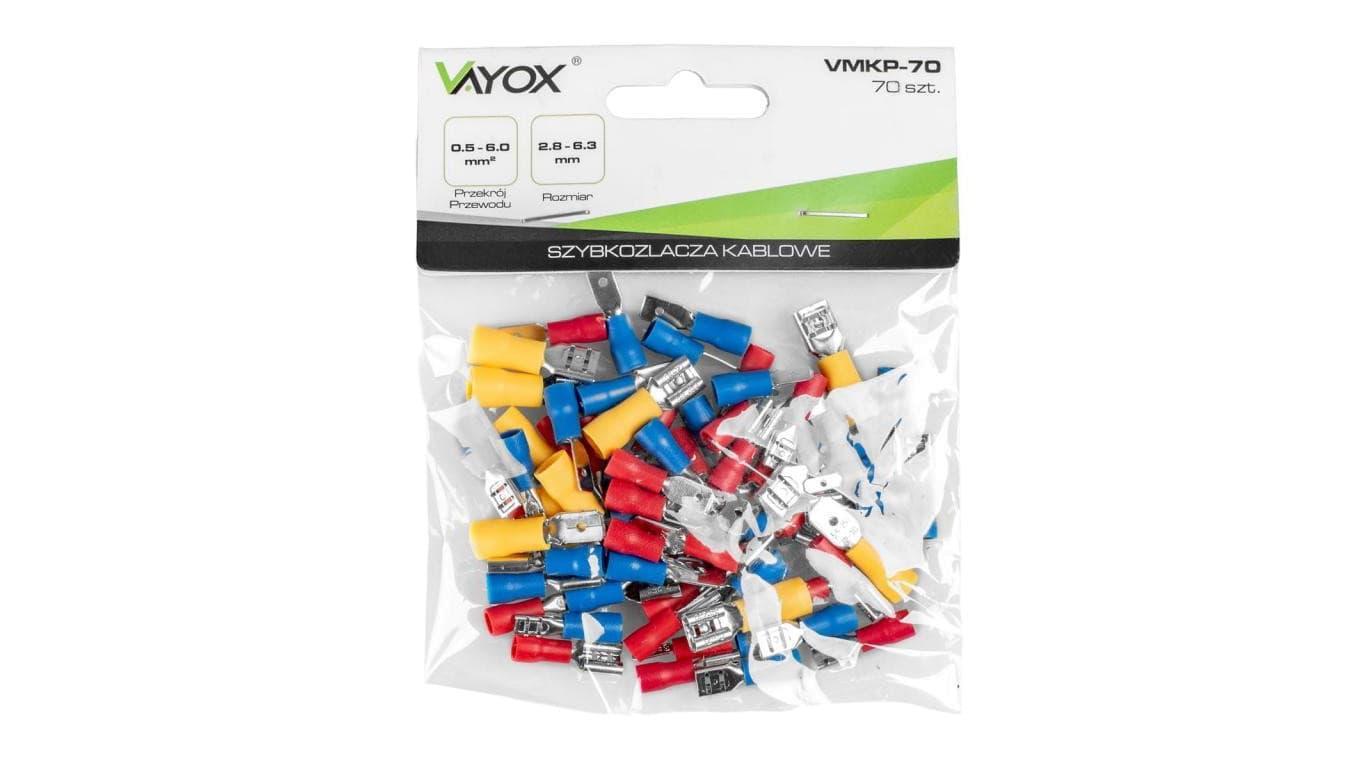 Konektory izolowane męskie + żeńskie zestaw 70 szt. VMKP-70 Vayox