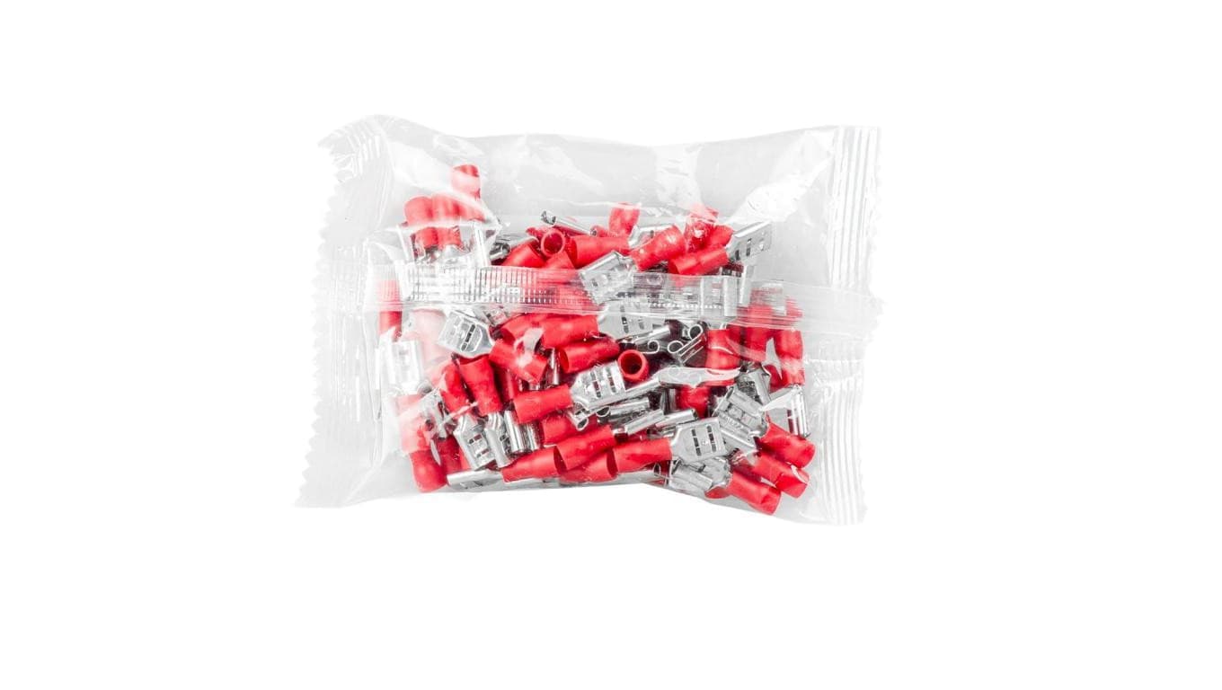 Konektory izolowane żeńskie 0,5-1,5mm2 6,3mm czerwone 100 szt. VA0386 Vayox