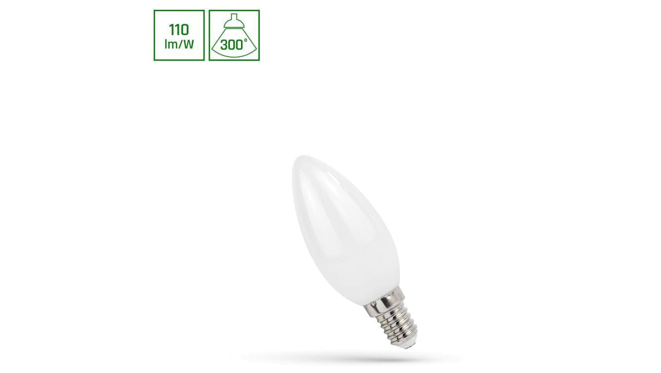 Żarówka świeczka LED E14 1W 110lm COG 4000K MILKY