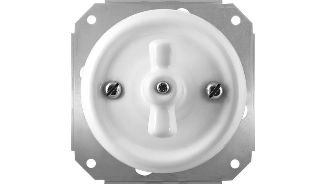 Łącznik do sterowania roletami obrotowy Retro ceramic bez ramki, 10A-250V~, biały