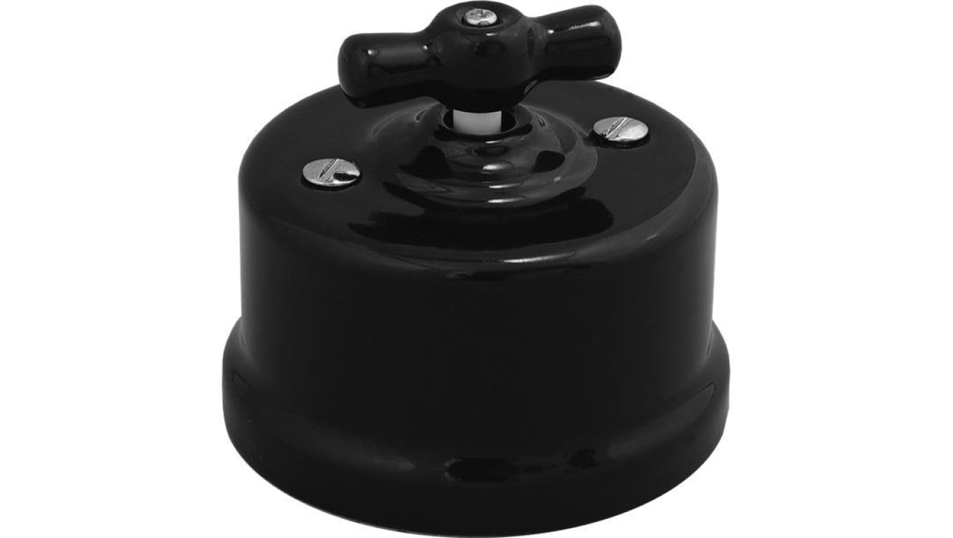 Łącznik schodowy obrotowy natynkowy Retro ceramic 10A-250V~, czarny