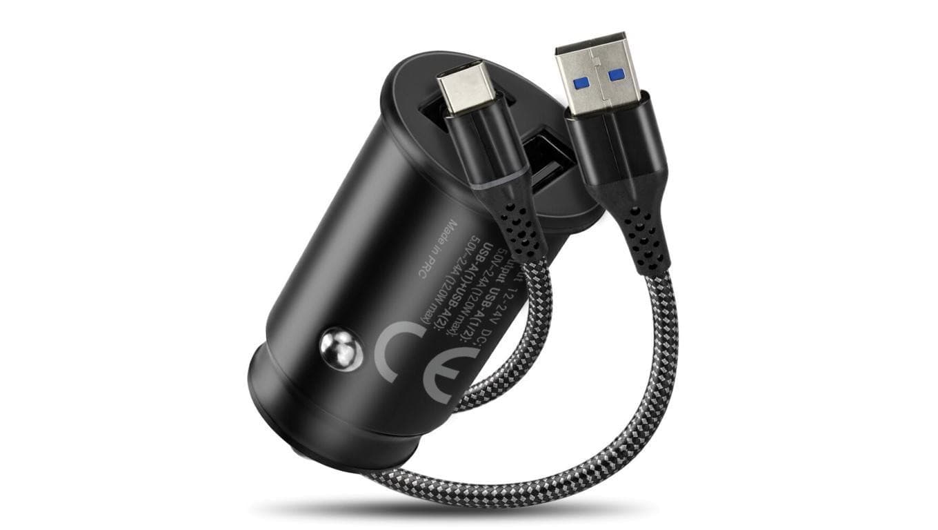 Ładowarka samochodowa everActive CC-25C dwa gniazda USB 12W + kabel USB-C 1m