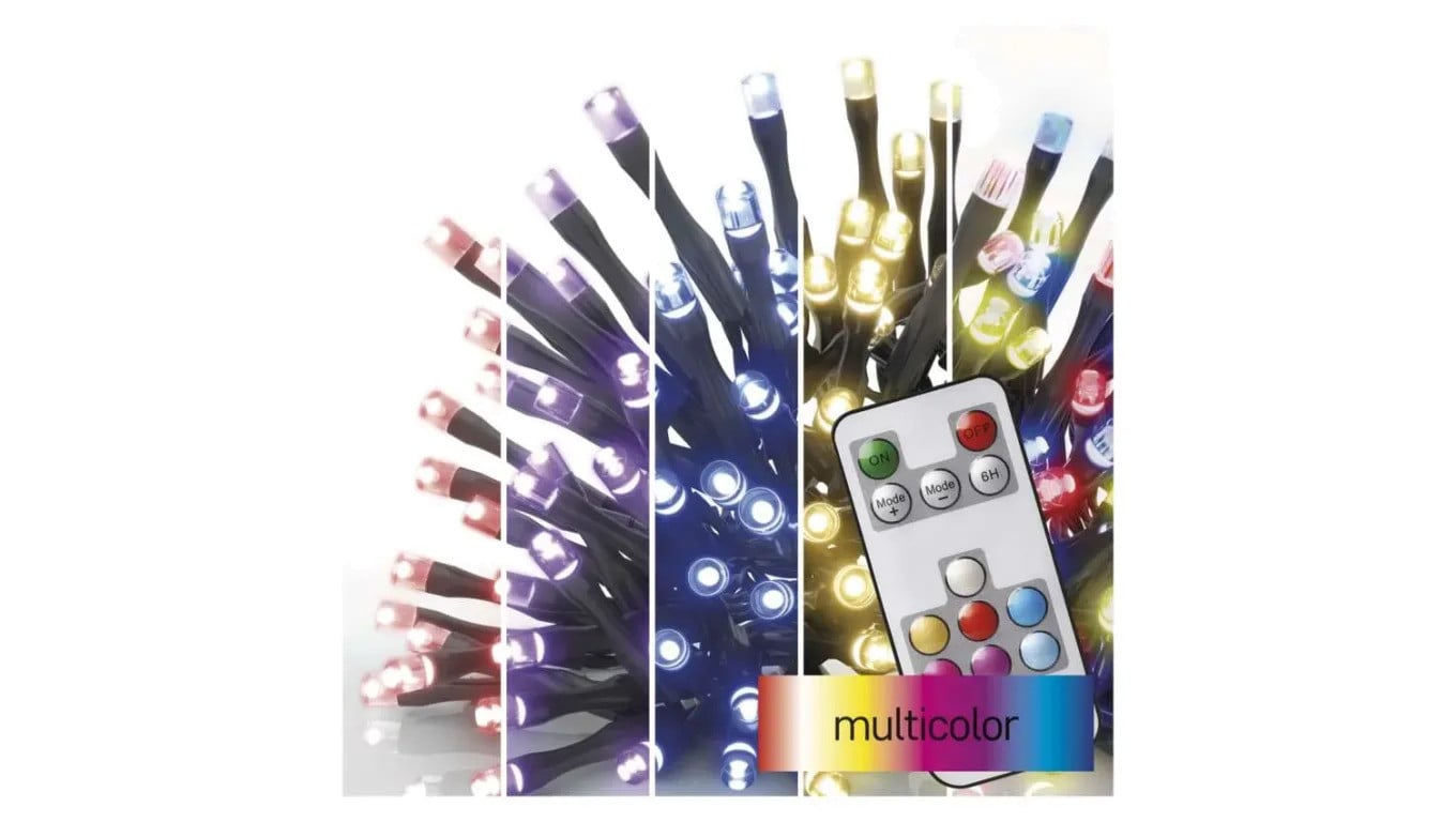 Lampki choinkowe Classic 120 LED 12m, RGB, 72 programy, pilot, IP44, timer D4AA03
