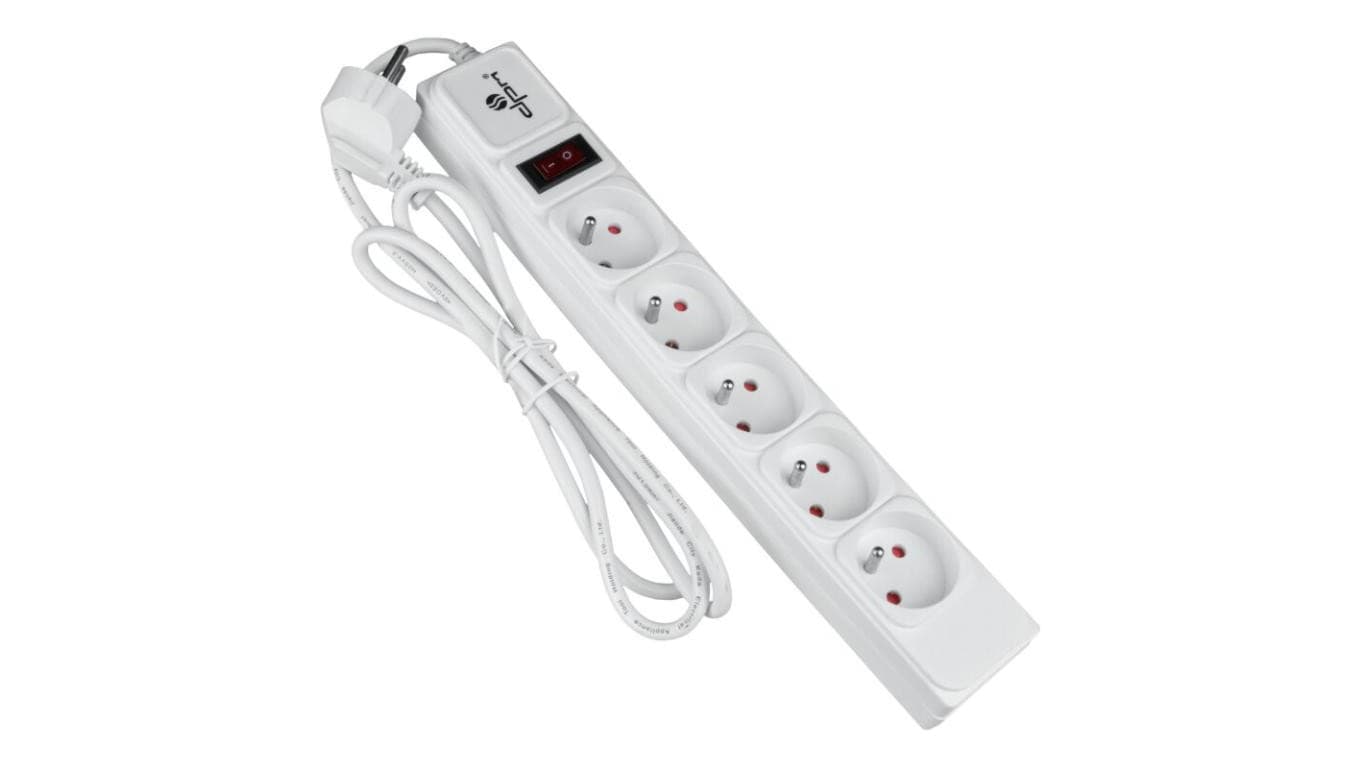 Listwa ochronna DPM z wyłącznikiem - 5 gniazd 1,5M biała
