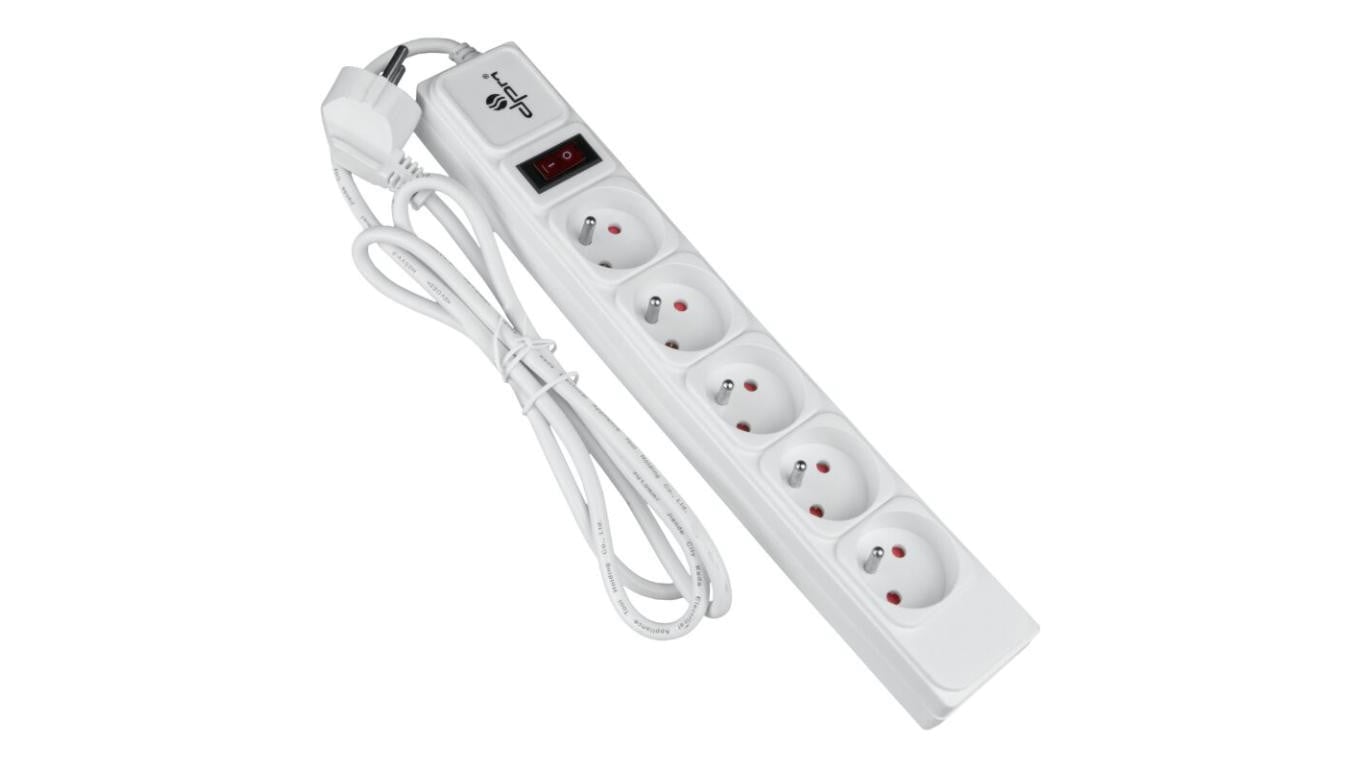 Listwa ochronna DPM z wyłącznikiem - 5 gniazd 5M biała