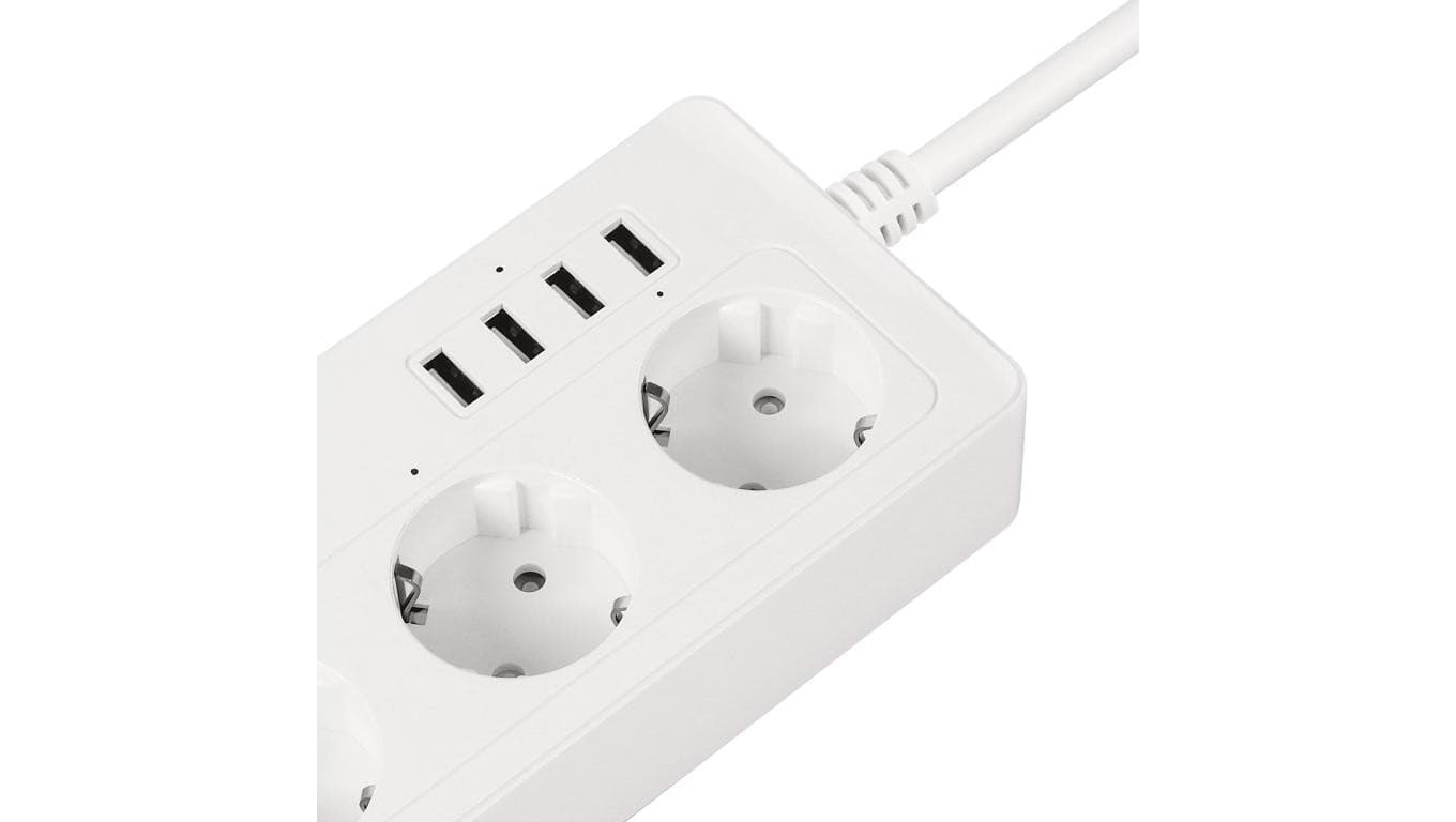 Listwa sieciowa KrugeriMatz 4 gniazda typu niemieckiego i 4xUSB 2100 mA Connect P6 Tuya