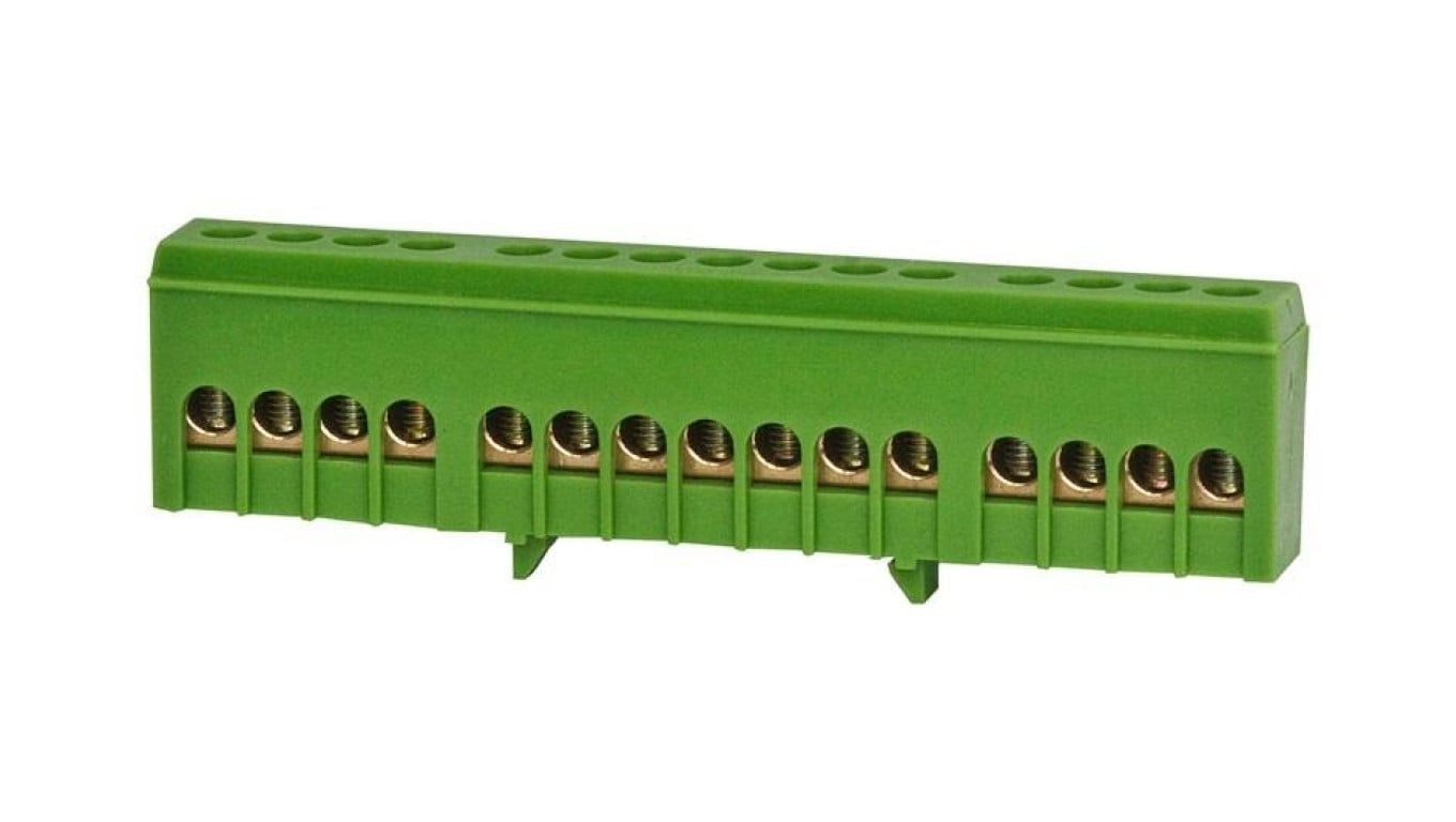 Listwa zerowa 15-modułowa 15x16mm² - zielona F2.0261