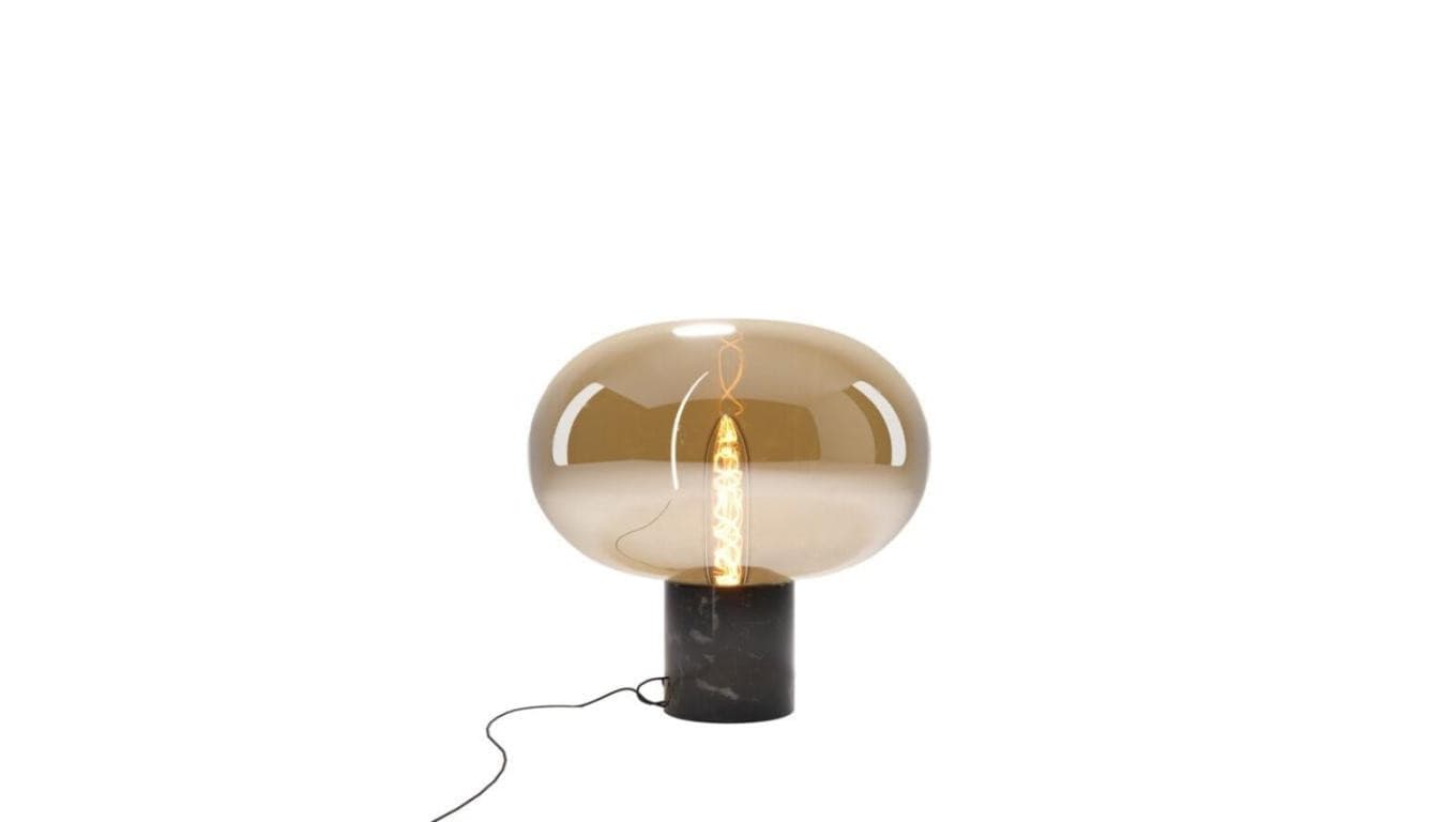 MAXLIGHT T0058 LAMPA STOŁOWA MOONSTONE AMBER GLASS + BLACK MARBLE