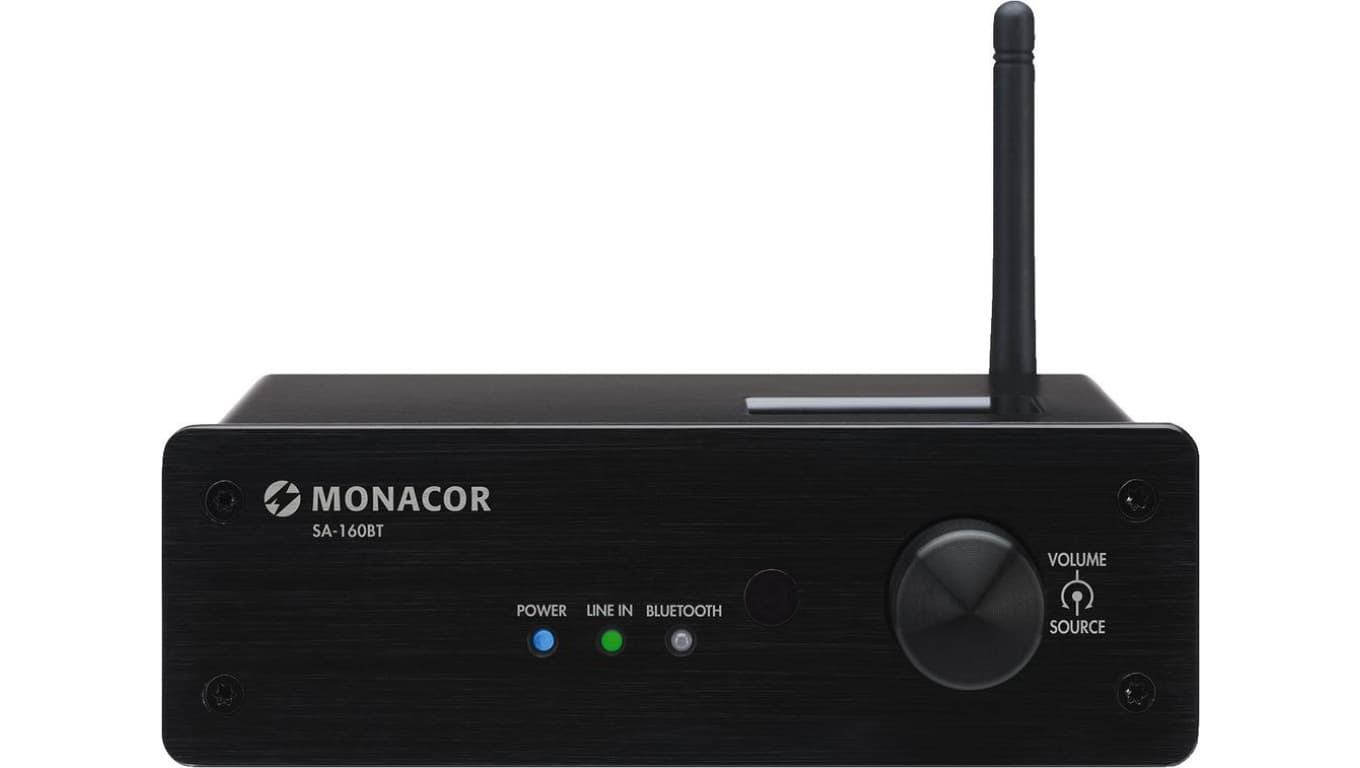 Miniaturowy wzmacniacz stereo, 2 x 30WRMS z Bluetooth, komunikacją NFC i pilotem sterującym SA-160BT