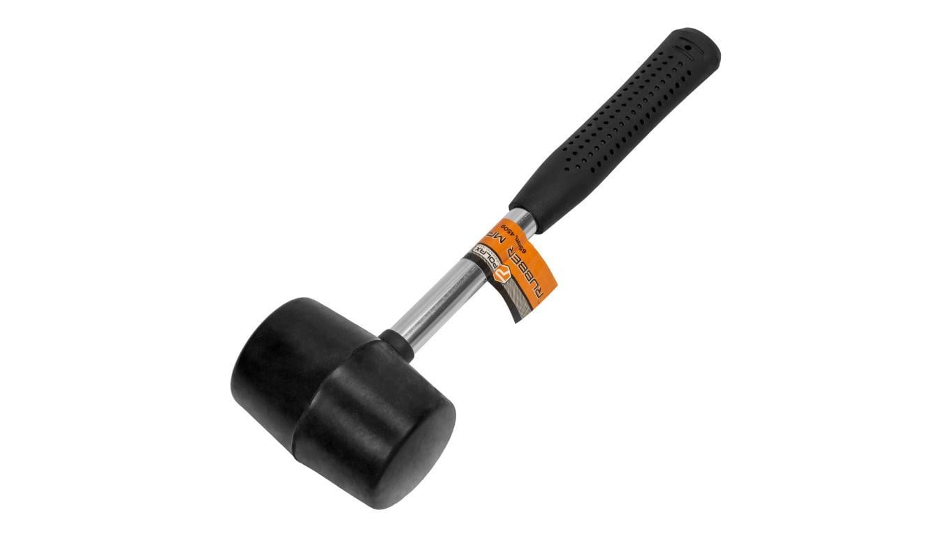 Młotek gumowy z rączką metalową, czarna 450 g (39-001)