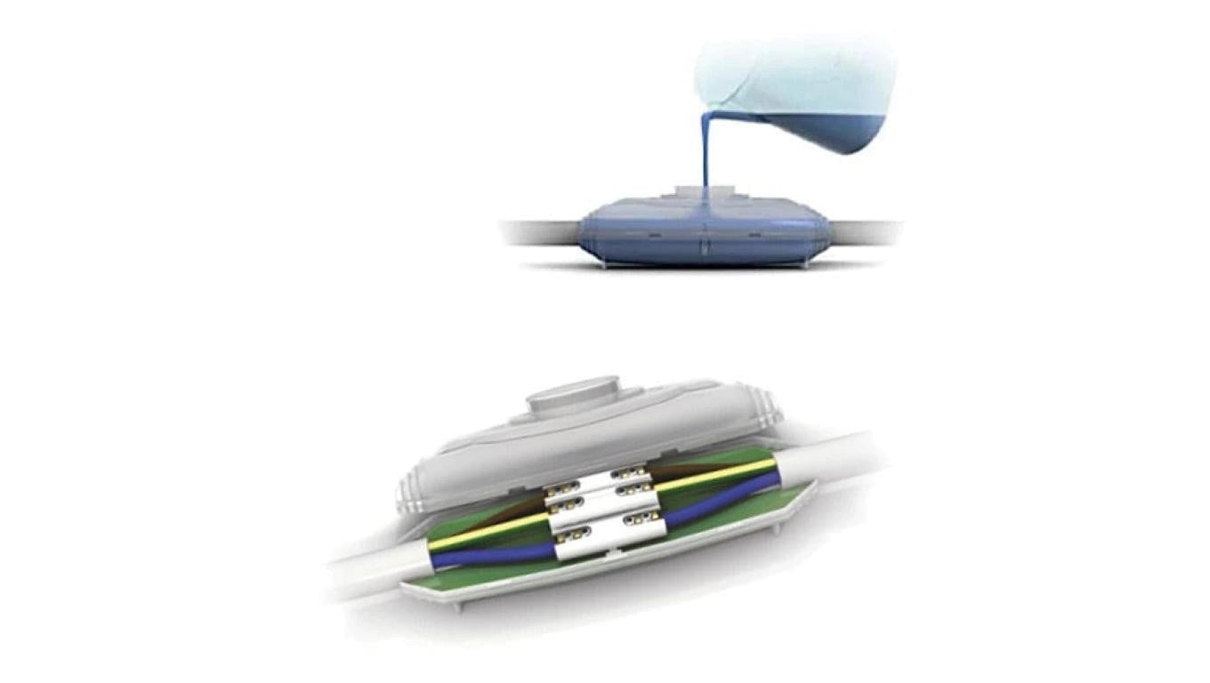 Mufa kablowa żywiczna na kable 5x2,5-25mm2 wodoodporna IPx8 przelotowa Etelec Submarine
