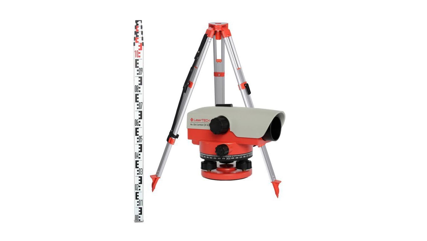 Niwelator optyczny LaserTECH No. 32x Comfort (zestaw) + łata 5m (BS 15) + statyw (BT 20)