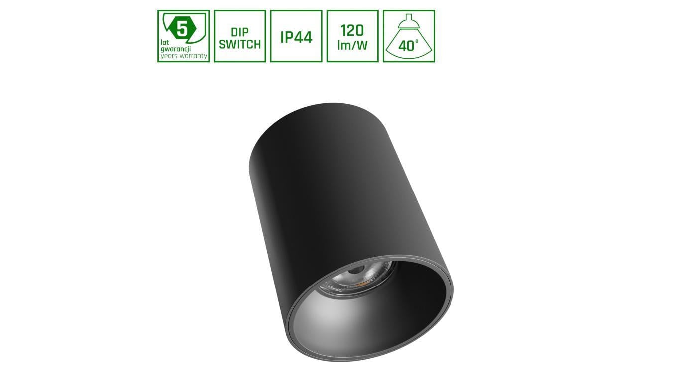 Oprawa downlight LED ORBITO 14-27W 3250lm 4000K 40st IP44 115x152mm czarny 5 lat gw.