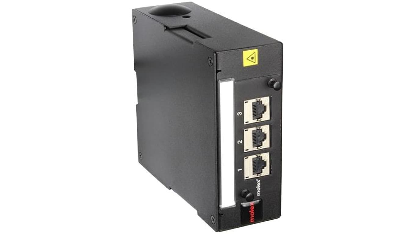 Obudowa do montażu na szynie DIN 35 do 3 portów UTP/FTP RJ45 niezaładowana czarna Molex