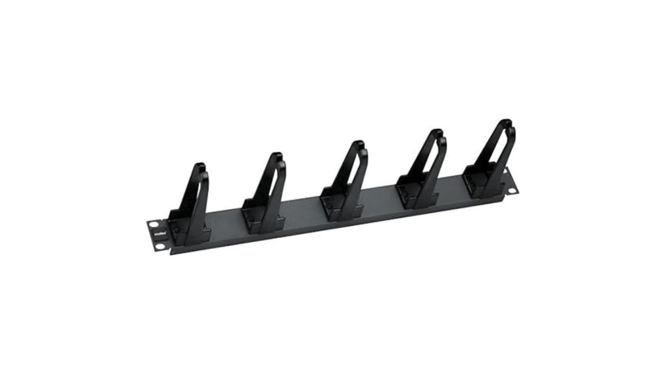 Organizator kabli RACK 19 1U metalowy czarny Molex z plastikowymi długimi uchwytami