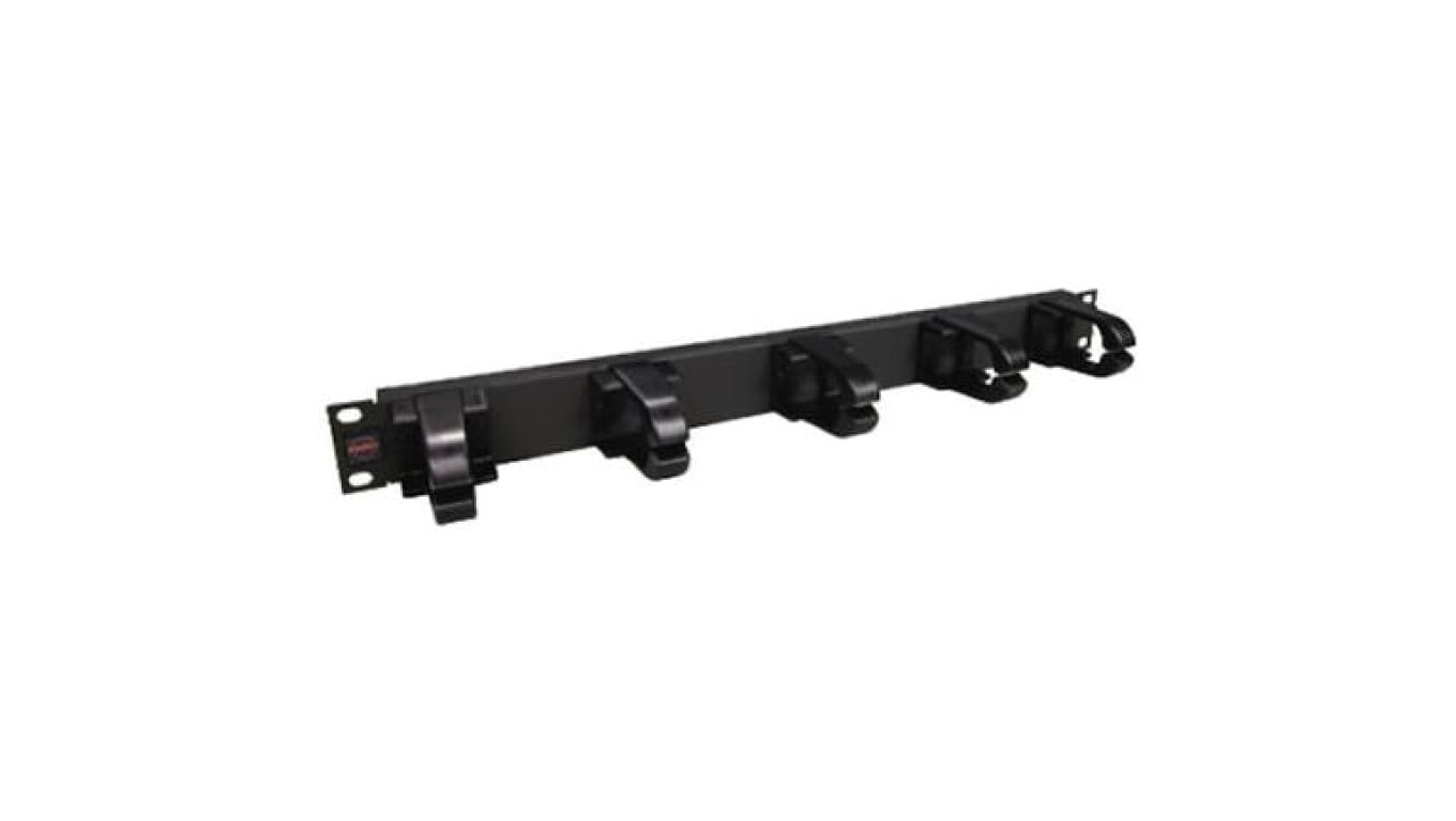 Organizator kabli RACK 19 1U metalowy czarny Molex z plastikowymi uchwytami