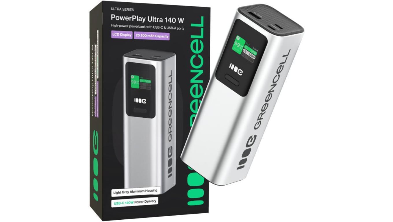 POWERBANK Greencell PowerPlay Ultra 25200mAh SZYBKIE ŁADOWANIE 140W 2x USB-C PD 1x USB-A