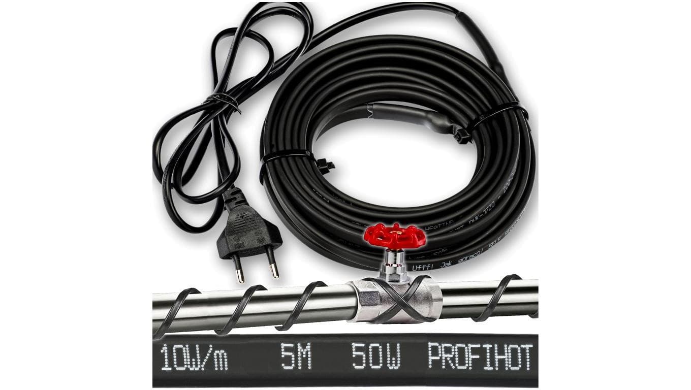 PRZEWÓD GRZEJNY kabel grzewczy samoregulujący z WTYCZKĄ 230V 50W 5M