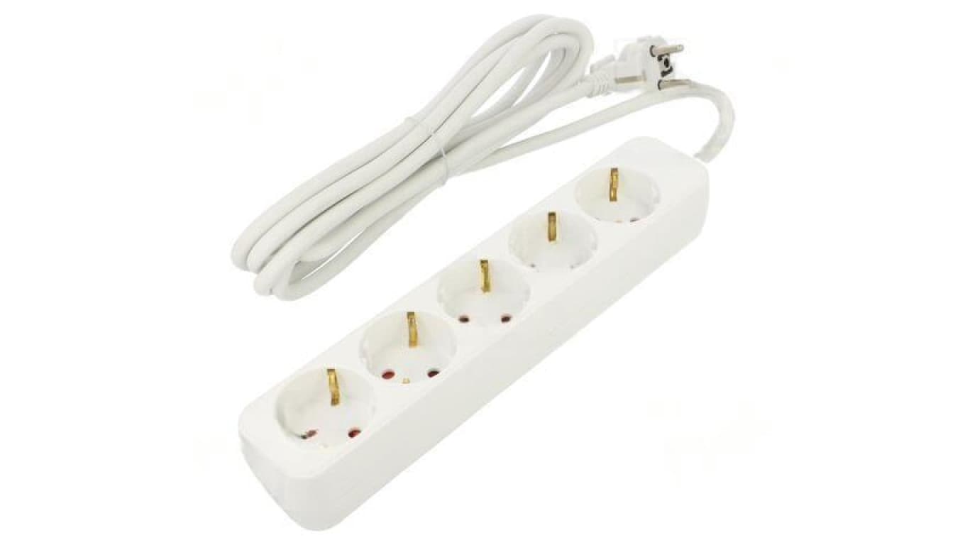 Przedłużacz sieciowy 3x1,5mm2 Schuko Gniazda: 5 guma biały 3m PS0-05F-0300-W