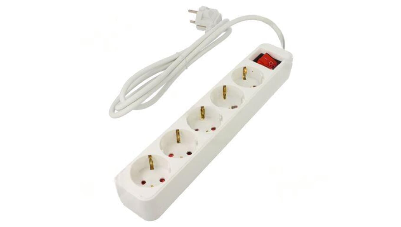 Przedłużacz sieciowy 3x1mm2 Schuko Gniazda: 5 guma biały 1,5m PS1-05F-0150-W
