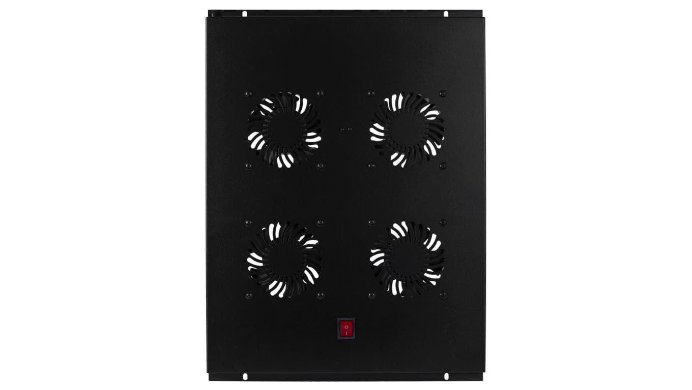 Panel 4x wentylator RACK 19 do szaf 600x800 podsufitowy czarny NEKU FLR GREEN