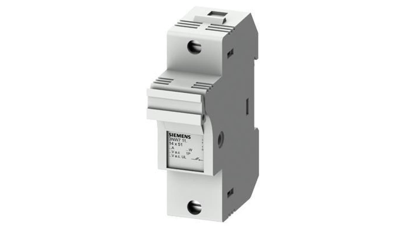 Podstawa bezpiecznikowa do wkładek cylindrycznych 14x51mm 50A 1-bieg. Na szynę DIN 3NW7111