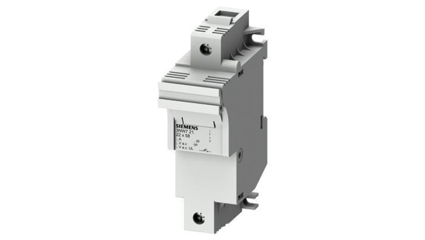 Podstawa bezpiecznikowa do wkładek cylindrycznych 22x58mm 100A 1-bieg. Na szynę DIN 3NW7211
