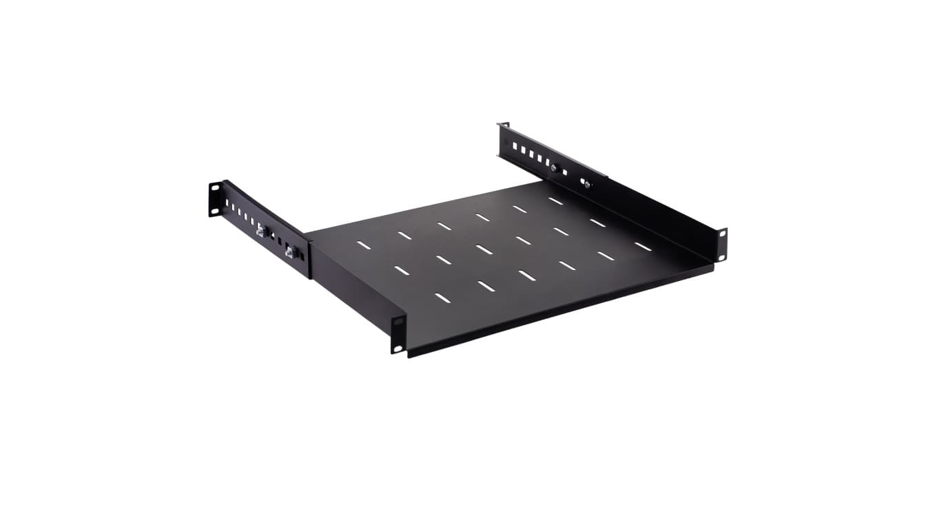 Półka regulowana do szafy RACK 19 cali 1U 350mm czarna