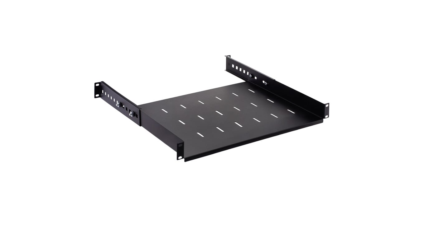 Półka regulowana do szafy RACK 19 cali 1U 350mm czarna