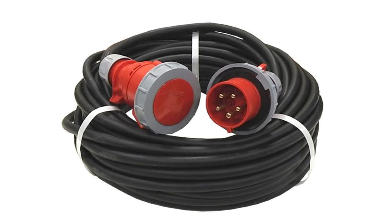 Przedłużacz budowlany trójfazowy elCORD CEE 32A 400V IP67 20m H07RN-F 5G4 z wtyczką i gniazdem CEE 32A-5P IP67 30365200