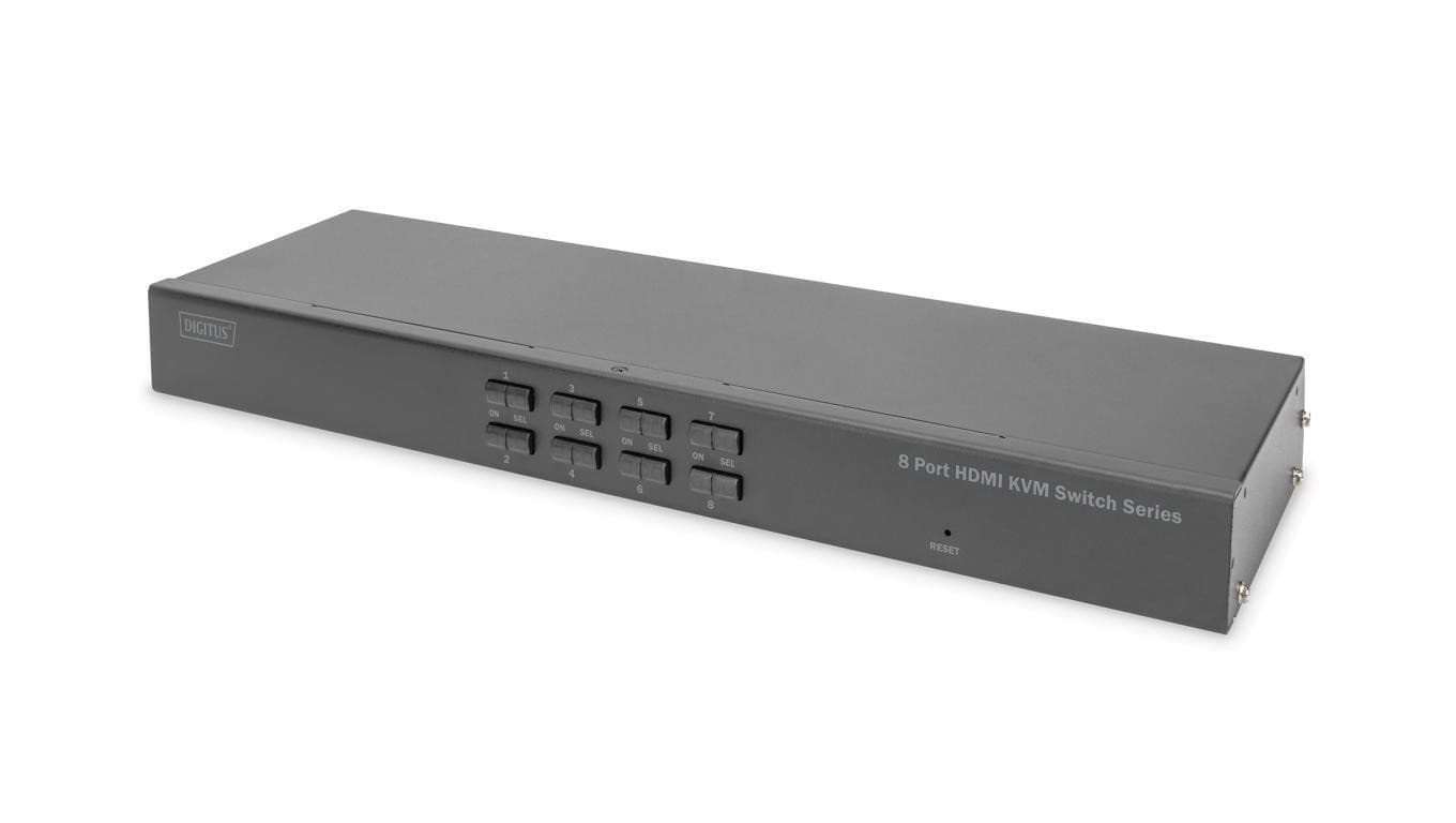 Przełącznik KVM 8 portowy, Rack 19, 4K 30Hz, 8xHDMI IN, 1xHDMI OUT, 2xUSB A DS-12910