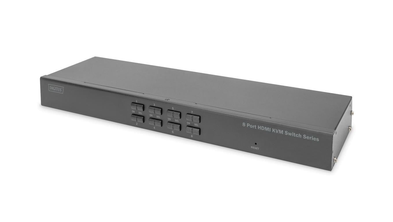 Przełącznik KVM 8 portowy, Rack 19, 4K 30Hz, 8xHDMI IN, 1xHDMI OUT, 2xUSB A DS-12910