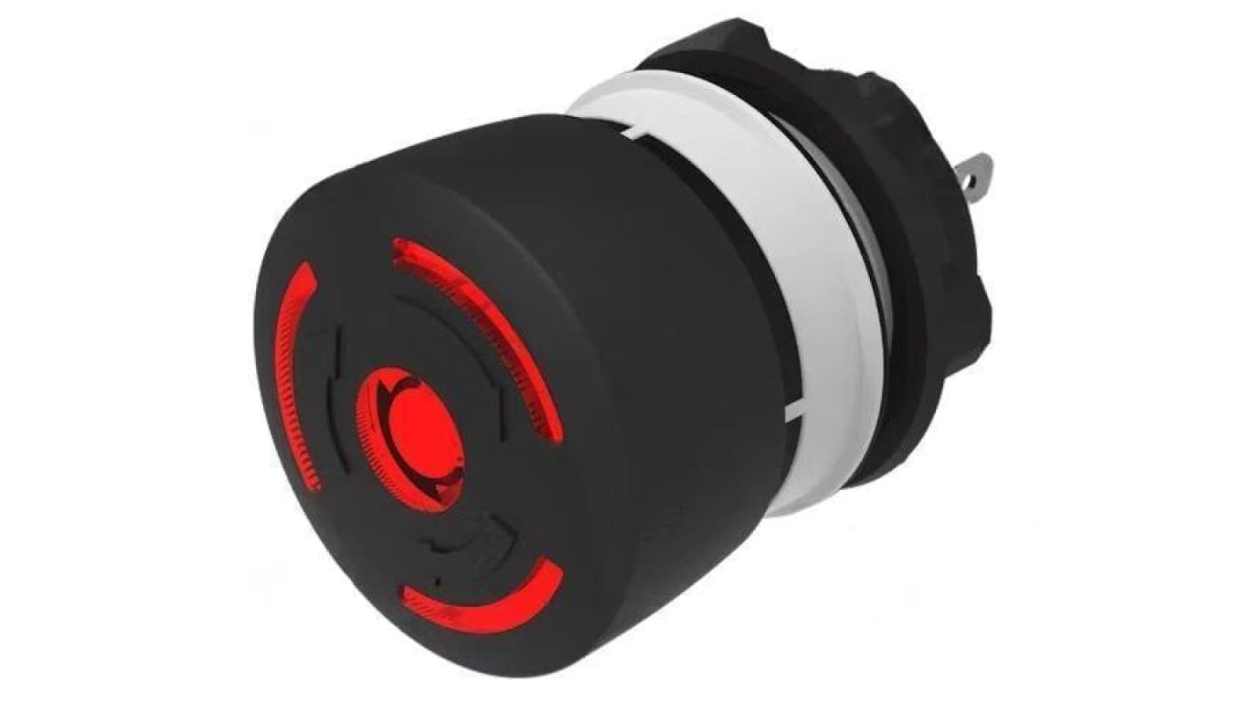 Przełącznik bezpieczeństwa 22mm Poz.stab 2 NC x2 czarny LED 84-6341.2B20
