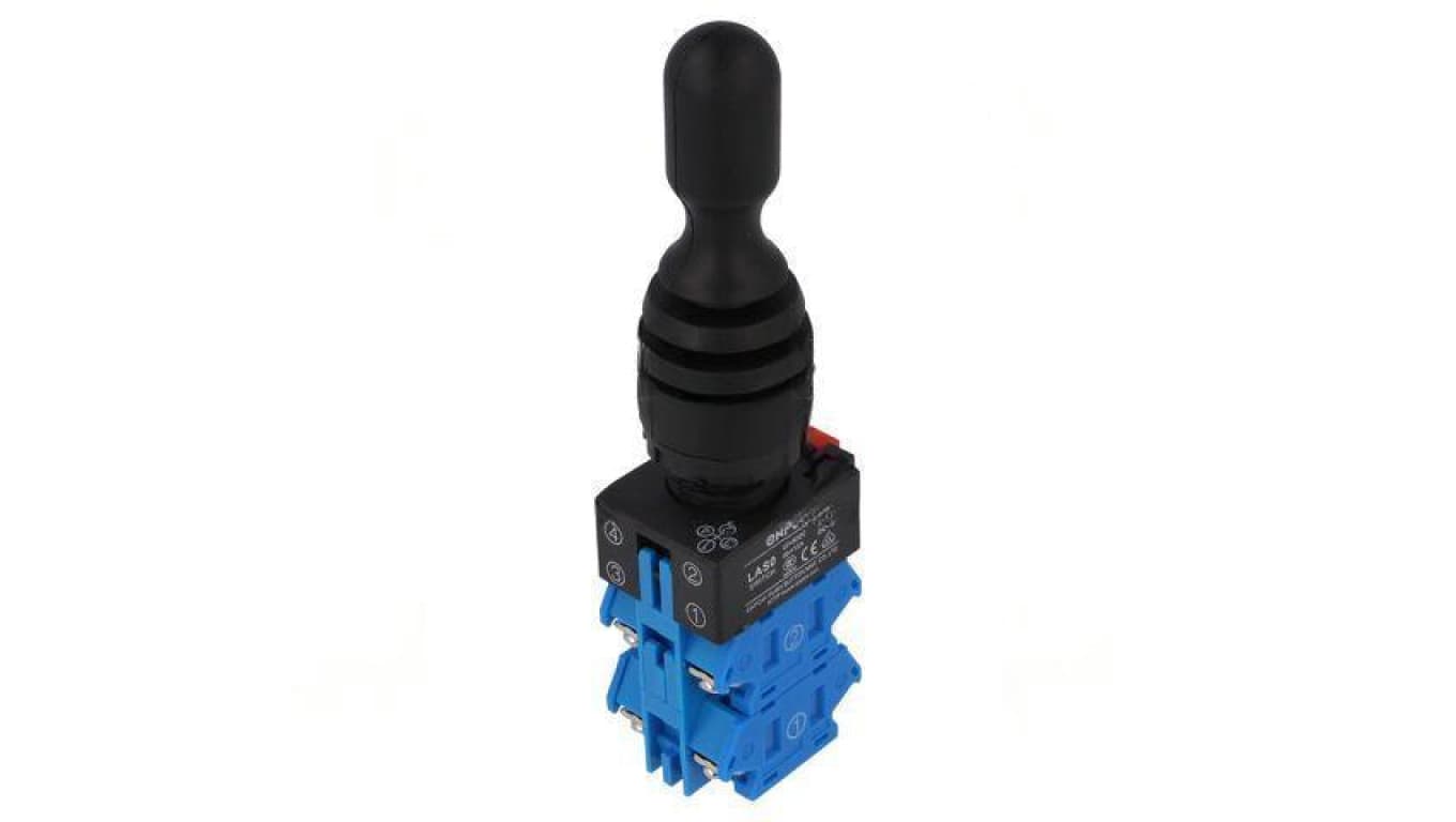 Przełącznik joystick 22mm Poz.stab: 1 NO x4 czarny brak IP67 LAS0-K-40C43