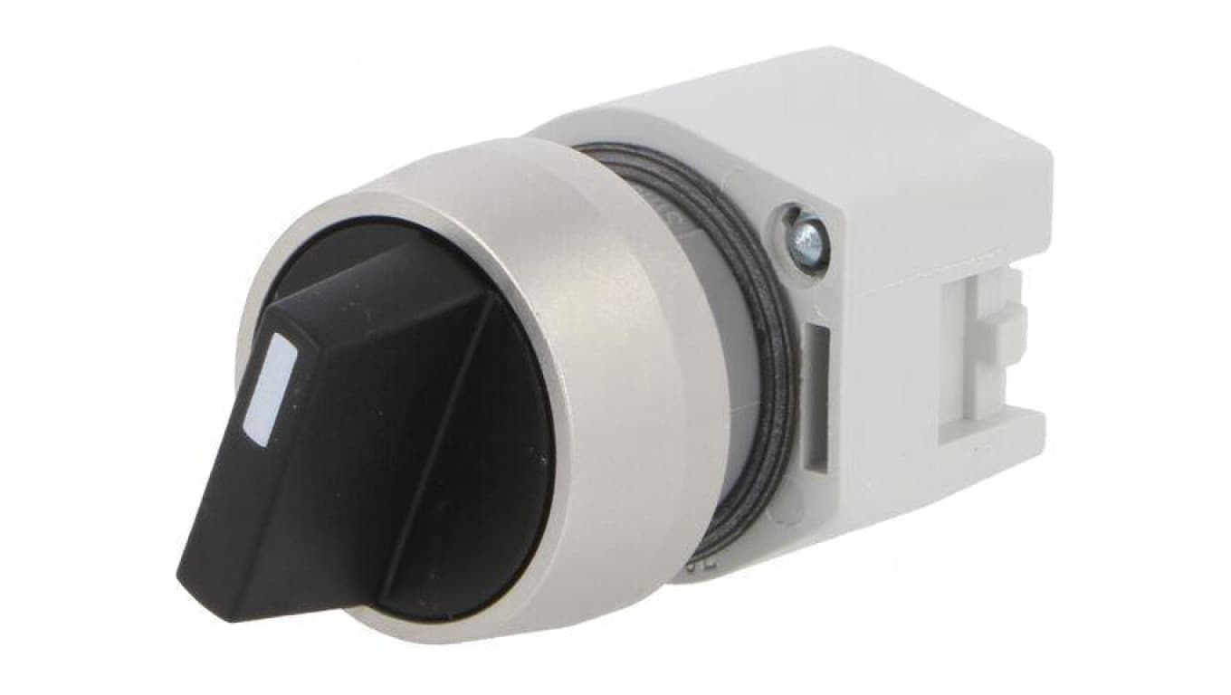 Przełącznik obrotowy 22mm Poz.stab 2 biały/czarny brak IP65 704.411.0