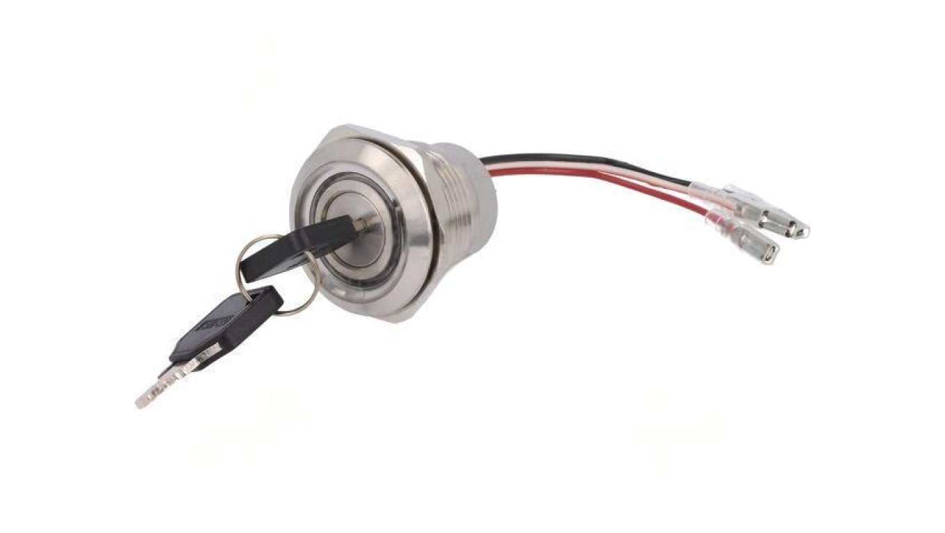 Przełącznik stacyjka Poz.stab: 2 Sposób przeł: ON-ON Ø30mm LAS1-AGQ30-11Y/21/RG/12V