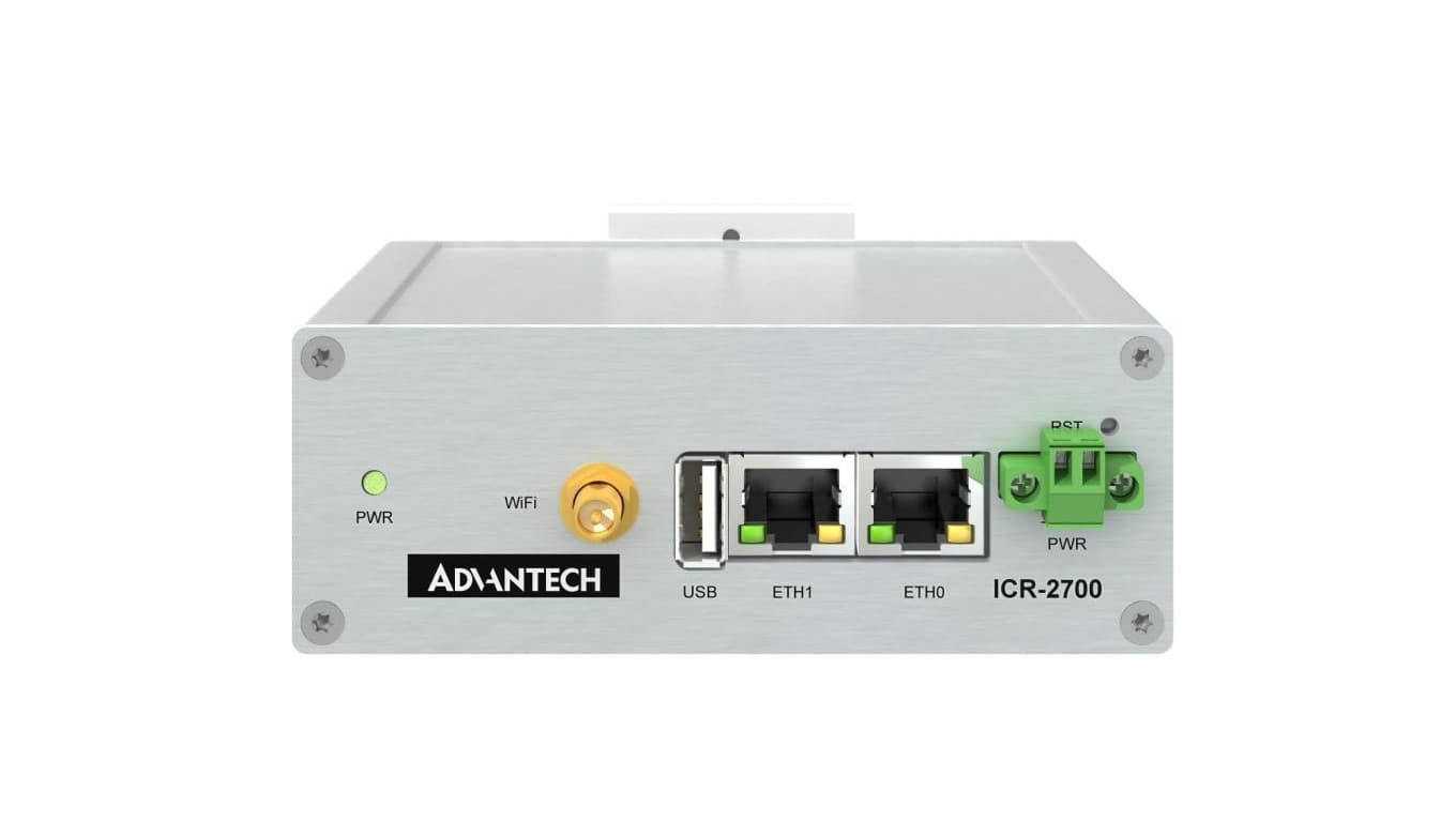 Przemysłowy router, z 2 portami Ethernet, portem USB, pamięcią flash eMMC 1,3 GB, szerokim zakresem temperaturowym ICR-2701