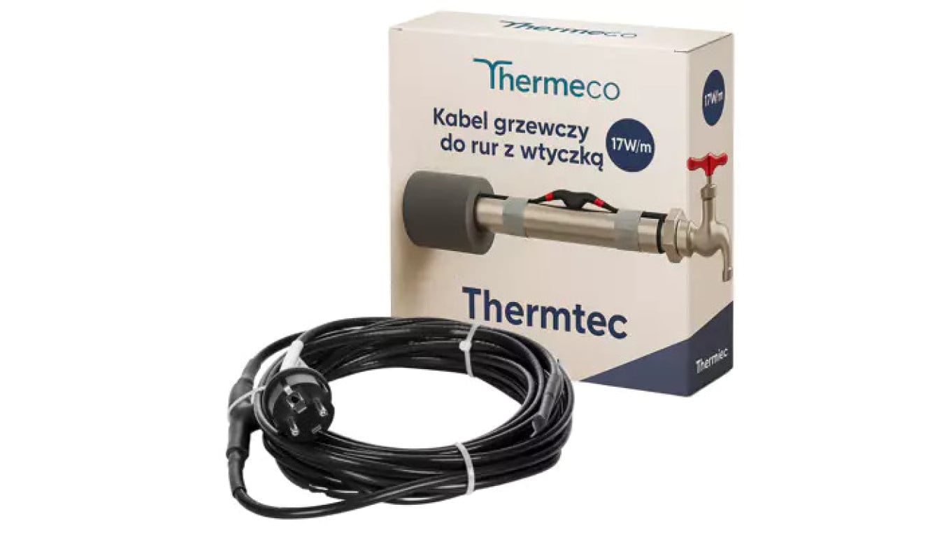Przewód grzejny do rur z wtycz 6m THERMTEC 17W/M