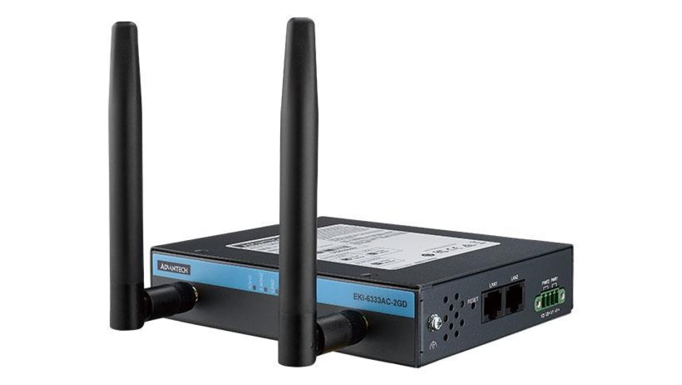 Punkt dostępowy Wi-Fi, dwuzakresowy, 802.11ac MIMO 2x2, 2x RJ-45, WAN, NAT, szerokim zakresem temperaturowym EKI-6333AC-2GD-A