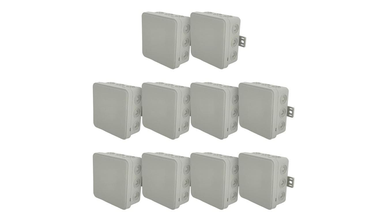 Puszka hermetyczna natynkowa elastyczna 100x100x41mm 12-wlotowa, zamknięcie na klik IP54 szara EDO 10szt