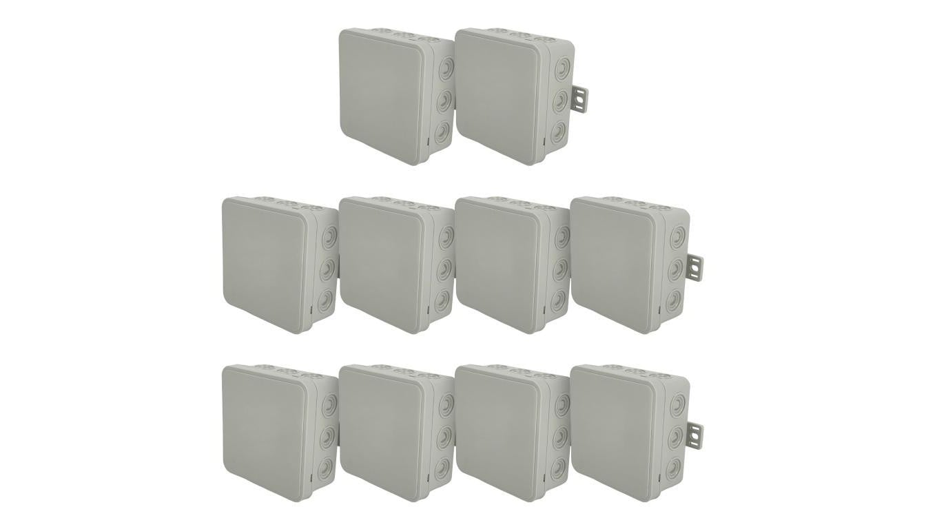 Puszka hermetyczna natynkowa elastyczna 100x100x41mm 12-wlotowa, zamknięcie na klik IP54 szara EDO 10szt