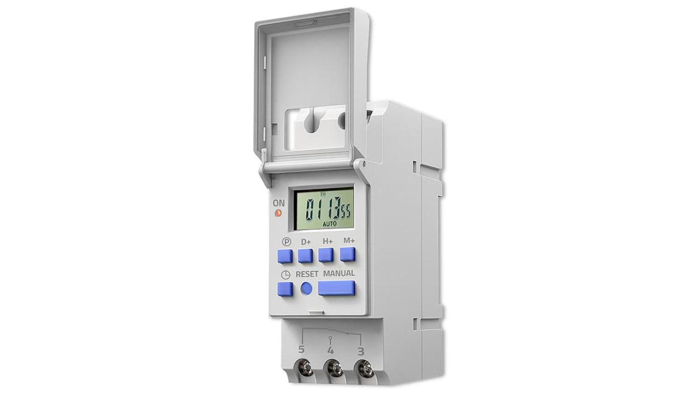 Qoltec Elektroniczny programator czasowy TIMER na szynę DIN z wbudowaną baterią Haromonogram 7 dni 16 programów