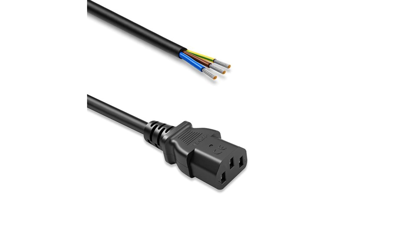 Qoltec Kabel zasilający IEC C13 odizolowany lutowany Czysta miedź Cu 3x0.75mm² 0.5m